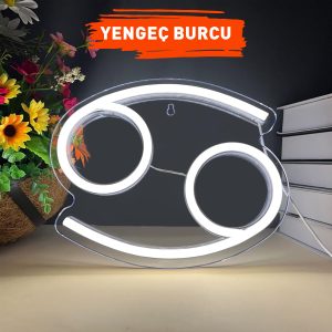 Yengeç Burcu Figürlü Neon Led Tabela Tablo Gece Aydınlatma Duvar Dekoru
