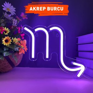 Akrep Burcu Figürlü Neon Led Tabela Tablo Gece Aydınlatma Duvar Dekoru