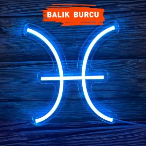 Balık Burcu Figürlü Neon Led Tabela Tablo Gece Aydınlatma Duvar Dekoru