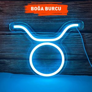 Boğa Burcu Figürlü Neon Led Tabela Tablo Gece Aydınlatma Duvar Dekoru