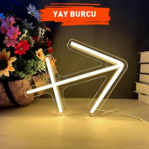 Yay Burcu Figürlü Neon Led Tabela Tablo Gece Aydınlatma Duvar Dekoru